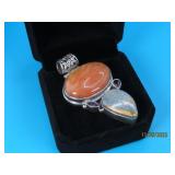 Sterling & 3stone 2" Teardrop Shaped Pendant 16g