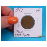 1867 US 2cent Piece Coins