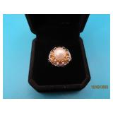 Sterling PearlLike sz6 Ring MetalWork front 7.5g