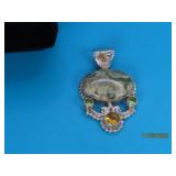 Sterling RD sgd 1,5" PendantJasper Peridot 21g