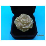 Sterling lg GreenBling 1.5" sz6 Ring 18g Statement