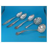 Antique (5) Sterling Silver Spoons 125g