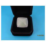 Sterling Sq Cabochon-Cut Green Jade sz6 Ring 18g