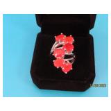 Sterling multiple Carnelian Gemstone sz5.5 Ring10g