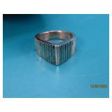 Sterling Triangle VerticleRibbed sz7.5 Ring 10.5g