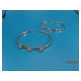 (2) Sterling goldtone 3Stone 2.5" Bracelets 15g