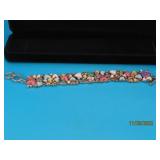 W KELLY Sterling Heart MOP MultiStone Bracelet 41g