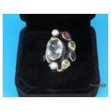 Nicky Butler MultiGemstone Sterling sz5.75 Ring 8g