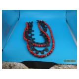 JAY KING 4strand Coral Black Obsidian Bead Necklac