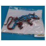 New Designer 3.5" LIZARD Turq~Red Pin