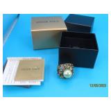 New vtg HEIDI DAUS GreenStone sz6 Bling Ring boxed