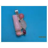 Sterling 5Stone Pinkish 2" Pendant 20g