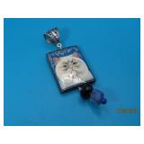 RUSSELL Enamel Pussy Cat Sterling 2" Pendant