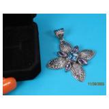 vtg Sterling GEMALA Ball Topaz~Amethyst Pendant 9g