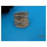 Sterling SatinFinish & Bling Ribbon sz8 Ring 11g