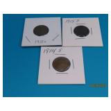 (3) 1914s & 1915s & 1915d Wheat US Cents Coins
