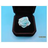 Sterling Turquoise Flower sz6 Statement Ring 8g