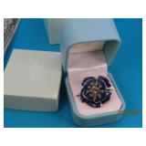New ROSS SIMONS Blue Flower Sterling sz6 Ring 15g