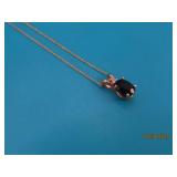 14kt Gold BlackStone Pndt  + 17" Necklace 0.95g