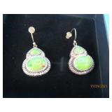 Sterling GreenStone SW Earrings NKsgd 12.5g