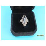 Sterling BlackOnyx 1"front sz5.75 Ring 4g