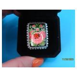AKR signed Sterling LADYBUG Handpaint sz6 Ring 13g