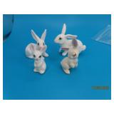 4pc RABBIT Family Mini Porcelain 2"ish Figures