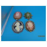 (5) asst Fashion CameoType vtg Pins