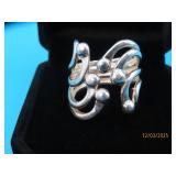 Sterling ATI Beaded Bypass sz7 Ring 7.5g