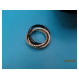 3pc Sterling & Black Glass Weave sz6 Ring 7g