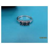 Sterling 3blue Stone sz6.75 Ring 1.8g