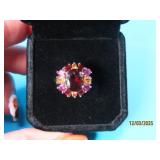 Sterling GarnetType & MultiStone sz5 Ring 4g