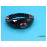 Black Onyx & Amethyst Sterling 2.25" Bracelet