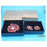 New 2pc HEIDI DAUS Red Enamel Octopus Ear/Pin