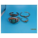 (4) asst Bracelets Sterling, Mexico, SouthWest Trq