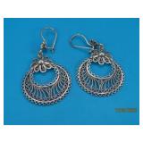 Sterling Round FilagreeCut Intricate Earrings 10g