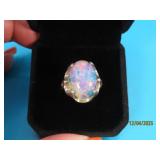 Sterling Opal Galaxy Pin Fire sz7.75 Ring 6.8g