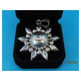 Sterling 2" OpenCut SUN Pendant signed 15g