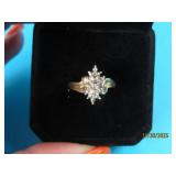 Yellow 10kt Gold TriangleCluster sz6.25 Ring 2.2g