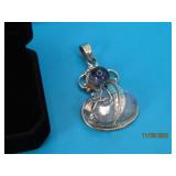 Sterling Amethyst~Moonshine 2" Pendant Feather 21g