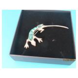 Sgd "M" Sterling Pawn 3" LIZARD Pin Stone Inlay 9g