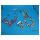 (2) Statement UltraBling Purple Themed Necklaces