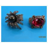 (2) HEIDI DAUS Designer sz6 Bling Rings Red/Flower