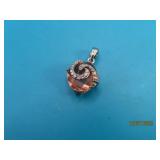 Sterling 5/8" marked Pink Stone Pendant 3g