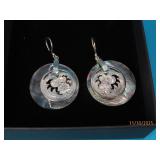 Sterling & MOP 1" Round OverDangle Earrings 9g