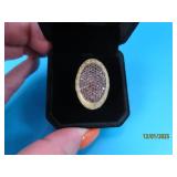 Sterling goldtone Chocolate Pave sz6 Ring Bling 6g