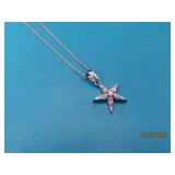 10kt White Gold 5star Pendant 18" Necklace 1.6g