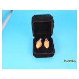 Sterling AvocadoGreen Stone 1" Earrings 7.5g signd