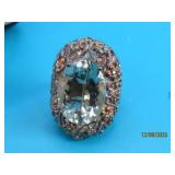 14kt & Sterling large Citrine Filigree s6 Ring 14g