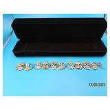 Sterling ROSS TriColor Flower 7.5" Bracelet 29g